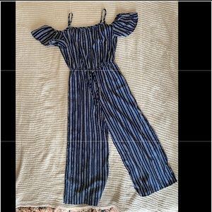 Blue and White Romper